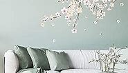 wondever Cherry Blossom Wall Stickers White Flower Tree Branch Peel and Stick Wall Art Decals for Bedroom Living Room TV Wall