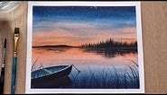 Watercolor Painting Tutorial | Simple Lake scenery | Watercolor Painting Techniques