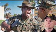 USMC Boot Camp | Marine Reacts to Recruits