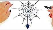 How to draw a Spider Web Step by Step | Easy drawings