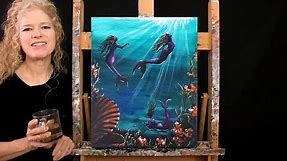 Learn How to Paint MOONLIT MERMAIDS with Acrylic - Paint & Sip at Home - Step by Step Tutorial
