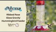 Ribbed Rose Glass Gravity Hummingbird Feeder | Nectar Bird Feeders | Nature’s Way Bird Products