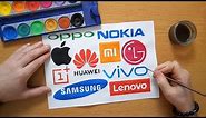 TOP 10 smartphone logos - Logo drawing (Samsung, LG, Apple, Nokia, Huawei, Lenovo, Oppo ...etc)