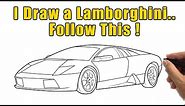 How to Draw a Lamborghini Car Drawing | Easy Lambo Step by Step Outline Sketch for Beginners
