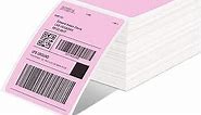Phomemo 4x6 Thermal Label Printer Paper - 500 PCS Pink 4"x6" Fan-Fold Label Shipping Supplies Labels - Water/Oilproof Label Stickers - Permanent Adhesive Thermal 4x6 Labels for Small Business Supplies
