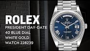 Rolex President Day-Date 40 Blue Dial White Gold Watch 228239 | SwissWatchExpo