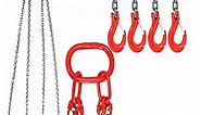 IRONWALLS 5FT 4 Leg Chain Sling with Grab Hooks, 5/16” x 5’, 6 Ton Loading Capacity, Heavy Duty Steel Lifting Chains with Hooks, Engine Lift Chain for Factory, Construction Sites