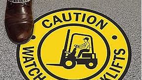 SmartSign - SF-0098-FO-17 "Caution - Watch For Forklifts" Anti Slip Adhesive Floor Sign | 17" x 17" Black on Yellow