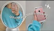iphone se (2016) aesthetic unboxing 🌸 rosegold + little camera test in 2021