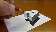Very Easy!! How To Drawing 3D Floating Letter "A" #2 - Anamorphic Illusion - 3D Trick Art on paper