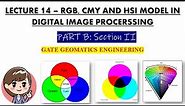 LECTURE 15 - RGB, CMY AND HSI COLOUR MODEL IN DIGITAL IMAGE PROCESSING| GATE GEOMATICS ENGINEERING