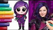 How to Draw Mal from Disney Descendants Cute step by step