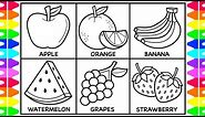 How to Draw Fruit for Kids 🍏🍊🍌🍉🍇🍓Fruit Drawings for Kids | Fruit Coloring Pages for Kids