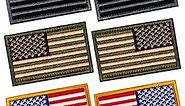 6 PCS Tactical Patches of USA US American Flag Regular and Reverse, with Hook and Loop for Backpacks Caps Hats Jackets Pants, Military Army Uniform Emblems, Size 3x2 Inches
