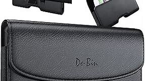 DeBin Case for Galaxy S23 S22 S21 S20 S10 S9 S8 Note 10 A10e A01 Leather Cell Phone Belt Holster Case with Belt Clip Carrying Pouch Cover Holder (Fits Samsung Phone Models with Protective Case) Black