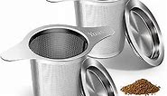 Extra Fine 18/8 Stainless Steel Tea Infuser Mesh Strainer with Large Capacity & Perfect Size Double Handles for Hanging on Teapots, Mugs, Cups to Steep Loose Leaf Tea and Coffee (2 Pack)