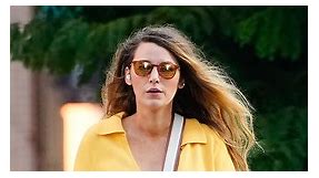 Blake Lively's Collared Yellow Sweater and Flared Jeans Are So '70s