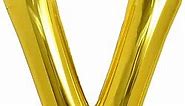 TONIFUL 40 Inch Large Gold Letter V Balloons Helium Balloons,Foil Mylar Big Balloons for Birthday Party Anniversary Supplies Decorations