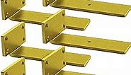 Floating Shelf Brackets Heavy Duty - 1/5 Inch Thick Industrial Gold Metal L Brackets, Premium Solid Steel Shelf Supports for Shelves - 6 Inch Heavy Floating Shelves Hardware (6Pcs)