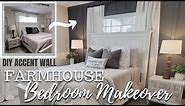 Bedroom transformation | Accent wall DIY | Farmhouse Master bedroom makeover on a budget