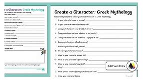Greek Mythology: Create a Character Activity for 3rd-5th Grade