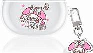 Cute Case for Beats Studio Buds Clear Cover with Kawaii Pink Bunny Pattern Rabbit Keychain Design for Women Girls Kids Protective Soft Slim Silicone Case Skin for Beats Studio Buds