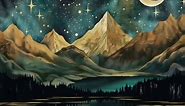 Tapzen Mountain Tapestry Nature Landscape Rocky Mountain Tapestry for Bedroom Aesthetic Forest Scenic Moon Tapestry Wall Hanging Tree Woods Wall Tapestry for Bedroom Living Room (60 x 50 inches)
