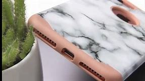 iPhone 7 Plus Case, Imikoko iPhone 8 Plus Marble Case Hybrid Protective with Hard PC Plastic Slim