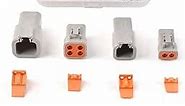 JRready ST6139 DTP Connector Kit 2 4 Pin Gray IP67 Waterproof Electrical Connectors Plug with 6 Pairs Barrel Style Solid Terminals Pin Sockets Current Rating 25 Amps(Size 12/Wire Range 14-12 AWG)
