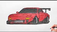 How to draw a MAZDA RX-7 1992 / drawing mazda rx7 car / coloring mazda rx 7 stance 1995