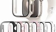 QCKANLJ 6-Pack Case Compatible with Apple Watch Series 9 8 7 41mm with Tempered Glass Screen Protector, Ultra-Thin Hard PC Full Protective Face Cover Bumper for iWatch 41mm