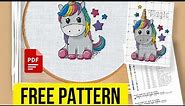 🎠 “Magic Unicorn” – Free Printable Cross Stitch Baby Pattern