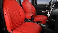 GIANT PANDA Customized Full Set Car Seat Covers for Jeep Wrangler 2 Door JK Sport Sahara Rubicon Freedom Willys Wheeler 2013 2014 2015 2016 2017, Faux Leather - (Red)