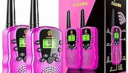 Walkie Talkies for Kids 2 Pack: Easter Basket Stuffers Kids Birthday Gifts Toys for 3 4 5 6 7 8 9 10 Year Old Girls Pink Walkie Talkies Long Range Kids Outdoor Camping Toys for Kids Ages 4-12