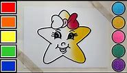 Smiling Star Drawing & Coloring For Kids Toddlers_ Child Art
