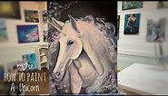 How To Paint A UNICORN 🦄 acrylic step by step painting tutorial