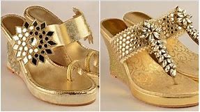 Gold Colour Bridal Sandals Design