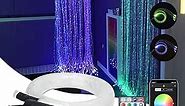 AMKI 6W RGBW Fiber Optic Curtain Light Kit, Bluetooth Waterfall Curtain Light for Window Kid Children Sensory Room Home Decoration with Flash Point Fiber Optic Cables 200strands 0.03in/0.75mm 6.5ft/2m