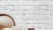 Timeet Brick Wallpaper Peel and Stick Wallpaper White Grey Brick Contact Paper 3D Brick Wall Paper Stick and Peel Wallpaper Removable for Bedroom Living Room Decoration 17.7in x 78.7in