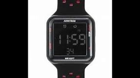 How to set time, on armitron watch: Digital Chronograph Square dial with Black Resin Strap & Red