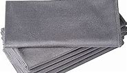 Puomue 6 Pack Microfiber Glass Cleaning Cloth, 16 Inch X 16 Inch, Lint Free Quickly Clean Window, Glasses, Windshields, Mirrors, and Stainless Steel, Grey