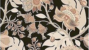 Floralplus Peel and Stick Wallpaper Removable Boho Wallpaper Vintage Floral Peel and Stick Boho Stick On Leaf Wallpaper for Bedroom Bathroom Renter Friendly Wallpaper for Accent Wall Decor 118*17.7in