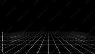 4K 3D Abstract technology dark background. random dots and grid. data, hi-tech concept. virtual space. motion graphics design. backdrop, wallpaper. grid infinite space. Perspective wireframe