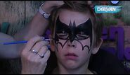 Step-by-Step how to face paint a Batman design using Derivan Face and body paints tutorial