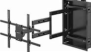 VIVO Recessed 50 to 75 inch LED LCD TV Wall Mount, Articulating Full Motion in-Wall TV Bracket for Flush Installation, 30 Inch Extended Articulating Arm, Holds up to 110 lbs, Black, MOUNT-REC01