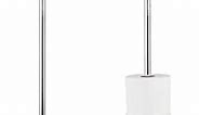 Marmolux Acc - Free Standing Toilet Paper Holder Stand with Storage for 4 Rolls of Toilet Tissue for Bathroom, Stainless Steel (Polished Chrome) 1pc - Bathroom Organizer - Toilet Paper Storage