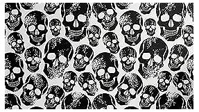 Ambesonne Gothic Peel & Stick Wallpaper Home, Grunge Black Human Skulls on White Backdrop Evil Men Fear Horror Death Skeleton, Self-Adhesive Living Room Kitchen Accent, 13" x 36", Charcoal Grey Whtie
