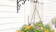 Sungmor 2PC 11" Dia. Large Cast Iron Hanging Baskets w/Fabric Liner, Rustic Brown Heavy-Duty Outdoor Hanging Planters Plant Pot Holders, Garden Yard Terrace Patio Porch Decorative Metal Flower Basket