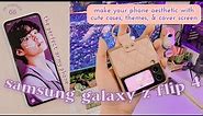 💜 samsung galaxy z flip 4 bora purple aesthetic asmr unboxing + customization, themes, & accessories