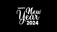 Animated Happy New Year 2024 Text in White Color. Alpha Channel and Green Screen. Great for video introduction 4K Footage and used as a card for 2024 New year celebration.Happy New Year 2024 Animation